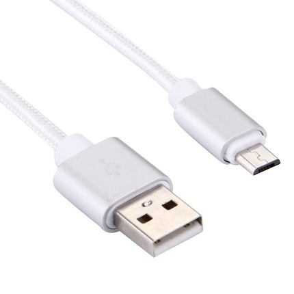 20cm 2A Woven Style Metal Head Micro USB to USB V8 Data / Charger Cable, For Samsung / Huawei / Xiaomi / Meizu / LG / HTC and Other Smartphones(Silver)-garmade.com