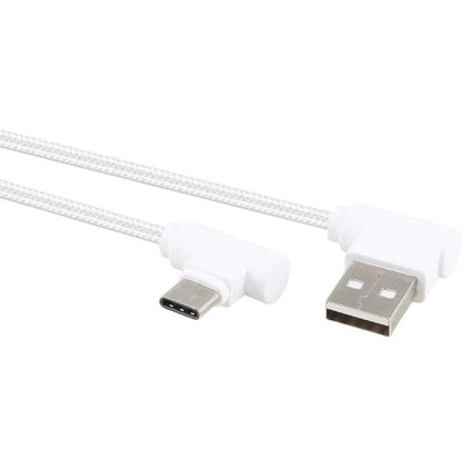1.2m 2A 90 Copper Wires Woven Elbow USB-C / Type-C 3.1 to USB 2.0 Data / Charger Cable(White)-garmade.com