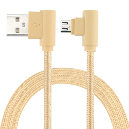 25cm USB to Micro USB Nylon Weave Style Double Elbow Charging Cable, For Samsung / Huawei / Xiaomi / Meizu / LG / HTC and Other Smartphones (Gold)-garmade.com