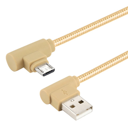 25cm USB to Micro USB Nylon Weave Style Double Elbow Charging Cable, For Samsung / Huawei / Xiaomi / Meizu / LG / HTC and Other Smartphones (Gold)-garmade.com