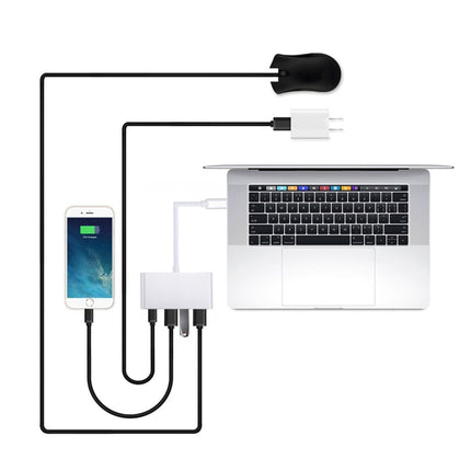 4 in 1 3 x USB 3.0 Ports & USB-C / Type-C Female to USB-C / Type-C Male Hub Splitter Adapter(Silver)-garmade.com