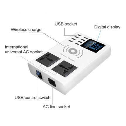 YC-CDA10W 10W Multi Port USB Intelligent Digital Display Fast Charging Wireless Charger, US Plug-garmade.com