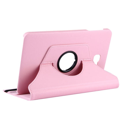 For Galaxy Tab A 10.1 / T580 Litchi Texture Horizontal Flip 360 Degrees Rotation Leather Case with Holder(Pink)-garmade.com