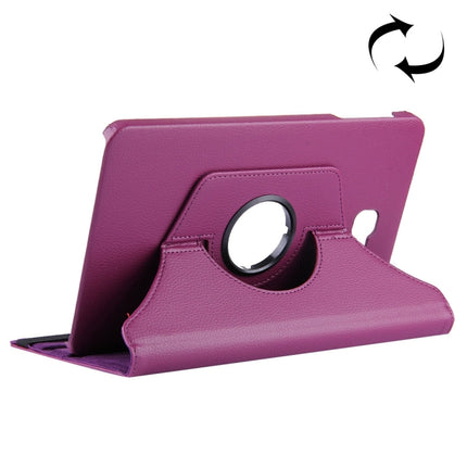 For Galaxy Tab A 10.1 / T580 Litchi Texture Horizontal Flip 360 Degrees Rotation Leather Case with Holder(Purple)-garmade.com