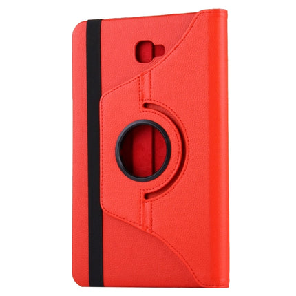 For Galaxy Tab A 10.1 / T580 Litchi Texture Horizontal Flip 360 Degrees Rotation Leather Case with Holder(Red)-garmade.com