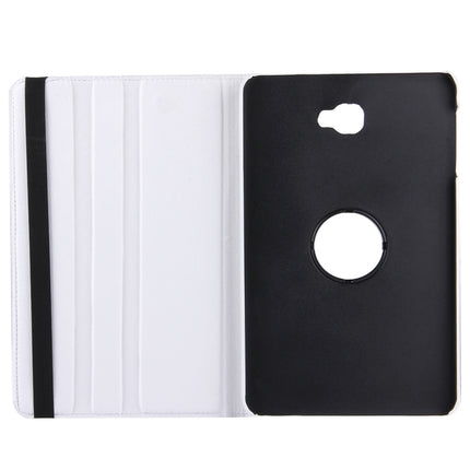 For Galaxy Tab A 10.1 / T580 Litchi Texture Horizontal Flip 360 Degrees Rotation Leather Case with Holder(White)-garmade.com