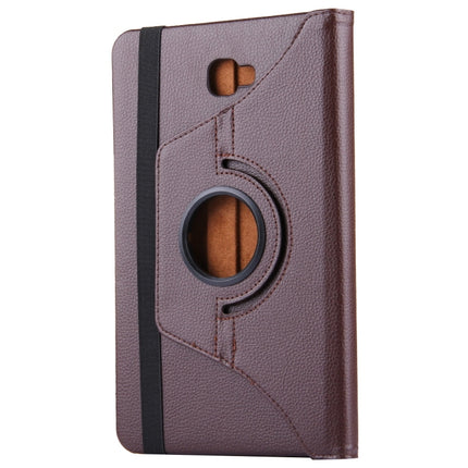 For Galaxy Tab A 10.1 / T580 Litchi Texture Horizontal Flip 360 Degrees Rotation Leather Case with Holder(Brown)-garmade.com