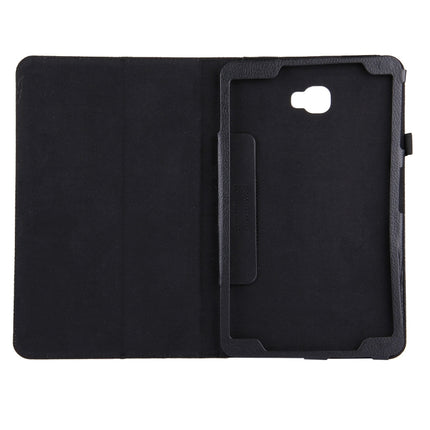 For Galaxy Tab A 10.1 / T580 Litchi Texture Magnetic Horizontal Flip Leather Case with Holder & Sleep / Wake-up Function(Black)-garmade.com