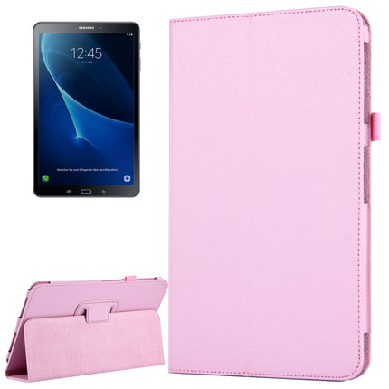 For Galaxy Tab A 10.1 / T580 Litchi Texture Magnetic Horizontal Flip Leather Case with Holder & Sleep / Wake-up Function(Pink)-garmade.com