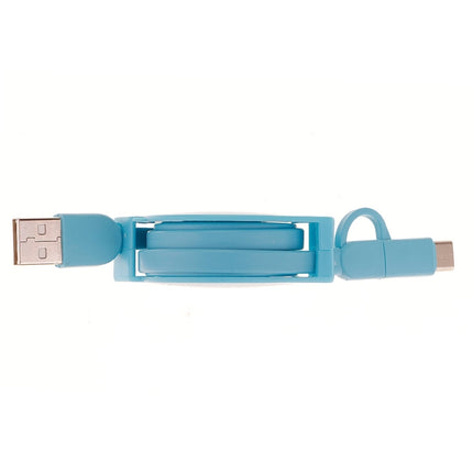 1m 2A Two in One Retractable Micro USB to Type-C Data Sync Charging Cable, For Galaxy, Huawei, Xiaomi, LG, HTC and Other Smart Phones, Rechargeable Devices(Blue)-garmade.com