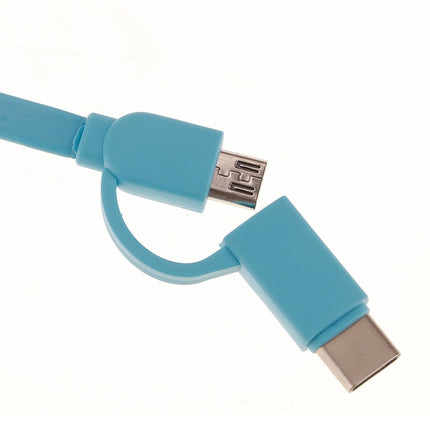 1m 2A Two in One Retractable Micro USB to Type-C Data Sync Charging Cable, For Galaxy, Huawei, Xiaomi, LG, HTC and Other Smart Phones, Rechargeable Devices(Blue)-garmade.com