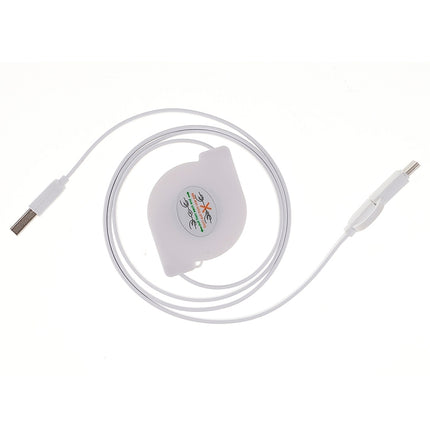 1m 2A Two in One Retractable Micro USB to Type-C Data Sync Charging Cable, For Galaxy, Huawei, Xiaomi, LG, HTC and Other Smart Phones, Rechargeable Devices(White)-garmade.com