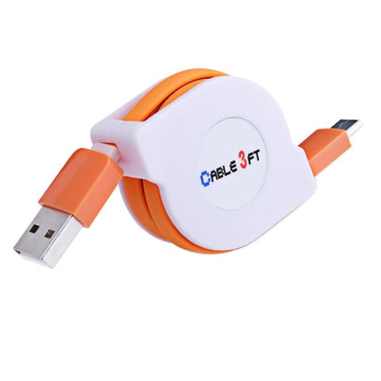 1m 2A 110 Copper Core Wires Retractable USB-C / Type-C to USB Data Sync Charging Cable(Orange)-garmade.com