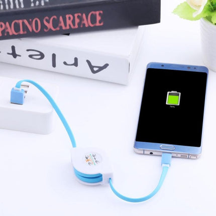 1m 2A 110 Copper Core Wires Retractable USB-C / Type-C to USB Data Sync Charging Cable(Blue)-garmade.com