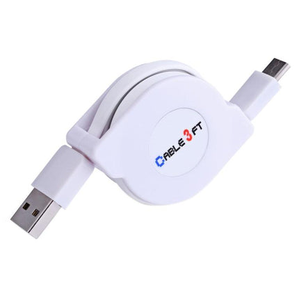 1m 2A 110 Copper Core Wires Retractable USB-C / Type-C to USB Data Sync Charging Cable(White)-garmade.com