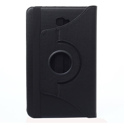 For Galaxy Tab A 10.1 / T580 Litchi Texture 360 Degree Rotating Horizontal Flip Leather Case with Holder(Black)-garmade.com