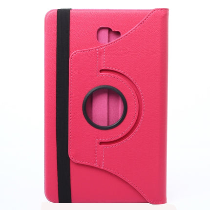 For Galaxy Tab A 10.1 / T580 Litchi Texture 360 Degree Rotating Horizontal Flip Leather Case with Holder(Magenta)-garmade.com