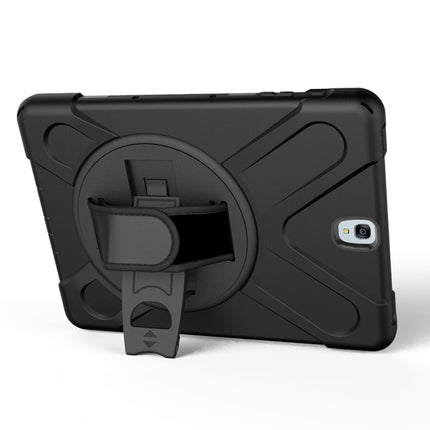 For Galaxy Tab S3 9.7 inch T820 360 Degree Rotation PC + Silicone Protective Case with Holder & Hand-strap (Black)-garmade.com
