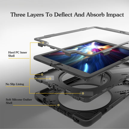 For Galaxy Tab S3 9.7 inch T820 360 Degree Rotation PC + Silicone Protective Case with Holder & Hand-strap (Black)-garmade.com