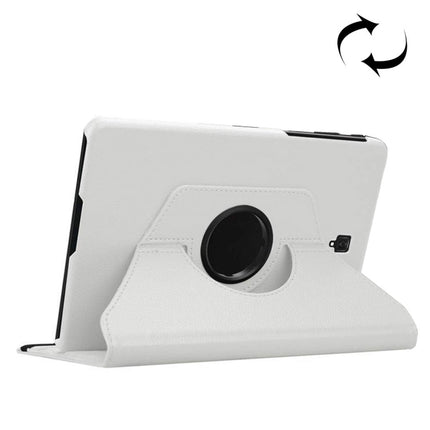 Litchi Texture Horizontal Flip 360 Degrees Rotation Leather Case for Galaxy Tab S4 10.5 T830 / T835, with Holder (White)-garmade.com