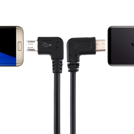 USB-C / Type-C Male Elbow to Micro USB Male Elbow Adapter Cable, Total Length: about 25cm, For Samsung, Huawei, Xiaomi, HTC, Meizu, Sony and other Smartphones-garmade.com