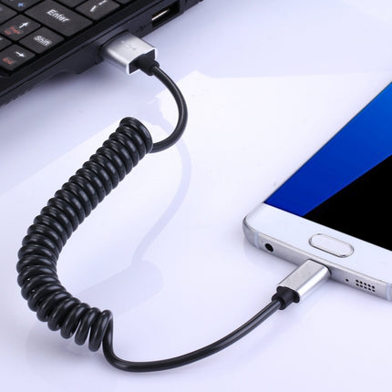 30cm to 100cm High Speed Spring Style Micro USB to USB 2.0 Flexible Elastic Spring Coiled Cable USB Data Sync Cable , For Galaxy, Huawei, Xiaomi, LG, HTC, Sony and Other Smart Phones(Silver)-garmade.com