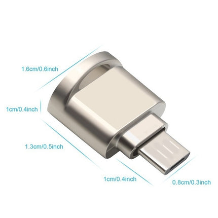 TF Card to USB-C / Type-C Male Aluminum Alloy OTG Adapter with Keychain(Grey)-garmade.com