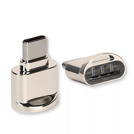 TF Card to USB-C / Type-C Male Aluminum Alloy OTG Adapter with Keychain(Gold)-garmade.com