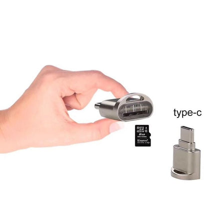 TF Card to USB-C / Type-C Male Aluminum Alloy OTG Adapter with Keychain(Gold)-garmade.com