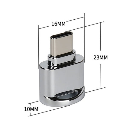 TF Card to USB-C / Type-C Male Aluminum Alloy OTG Adapter with Keychain(Silver)-garmade.com
