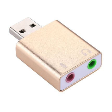 Aluminum Shell 3.5mm Jack External USB Sound Card HIFI Magic Voice 7.1 Channel Adapter Free Drive for Computer, Desktop, Speakers, Headset, Microphone(Gold)-garmade.com