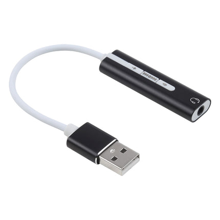 Aluminum Shell 3.5mm Jack External USB Sound Card HIFI Magic Voice 7.1 Channel Adapter Free Drive for Computer, Desktop, Speakers, Headset (Black)-garmade.com