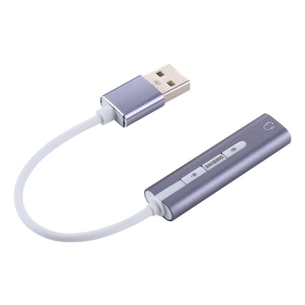 Aluminum Shell 3.5mm Jack External USB Sound Card HIFI Magic Voice 7.1 Channel Adapter Free Drive for Computer, Desktop, Speakers, Headset (Grey)-garmade.com