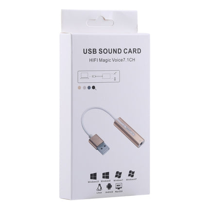 Aluminum Shell 3.5mm Jack External USB Sound Card HIFI Magic Voice 7.1 Channel Adapter Free Drive for Computer, Desktop, Speakers, Headset (Silver)-garmade.com