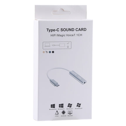 Aluminum Shell 3.5mm Jack External USB-C / Type-C Sound Card HIFI Magic Voice 7.1 Channel Converter Adapter Free Drive(Black)-garmade.com
