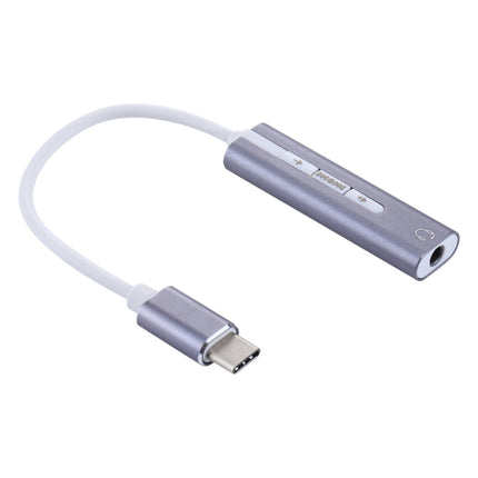Aluminum Shell 3.5mm Jack External USB-C / Type-C Sound Card HIFI Magic Voice 7.1 Channel Converter Adapter Free Drive(Grey)-garmade.com