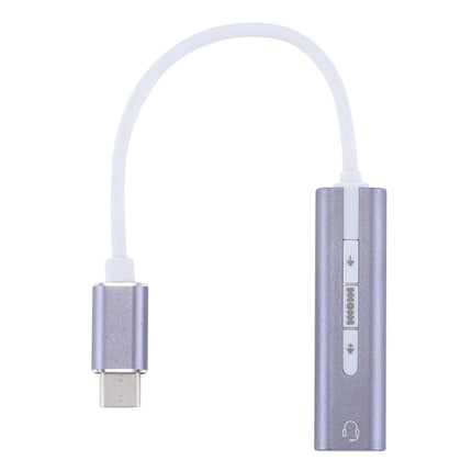 Aluminum Shell 3.5mm Jack External USB-C / Type-C Sound Card HIFI Magic Voice 7.1 Channel Converter Adapter Free Drive(Grey)-garmade.com