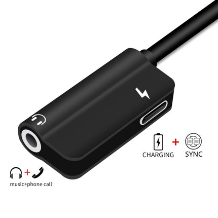 ENKAY Hat-ptince Type-C to Type-C&3.5mm Jack Charge Audio Adapter Cable, For Galaxy, HTC, Google, LG, Sony, Huawei, Xiaomi, Lenovo and Other Android Phone(Black)-garmade.com