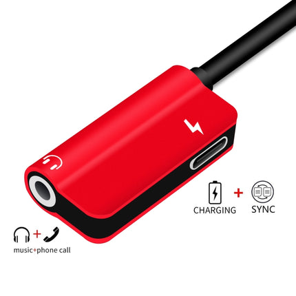 ENKAY Hat-ptince Type-C to Type-C&3.5mm Jack Charge Audio Adapter Cable, For Galaxy, HTC, Google, LG, Sony, Huawei, Xiaomi, Lenovo and Other Android Phone(Red)-garmade.com