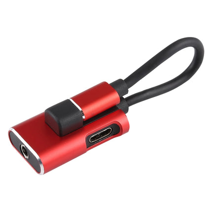 J-053 3A Type-C to Type-C 3.5mm Jack Charge Audio Adapter Cable(Red)-garmade.com