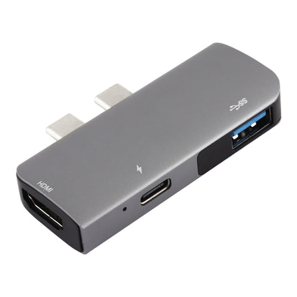Double USB-C / Type-C to PD Port + USB 3.0 + HDMI Multifunctional Extension HUB Adapter-garmade.com