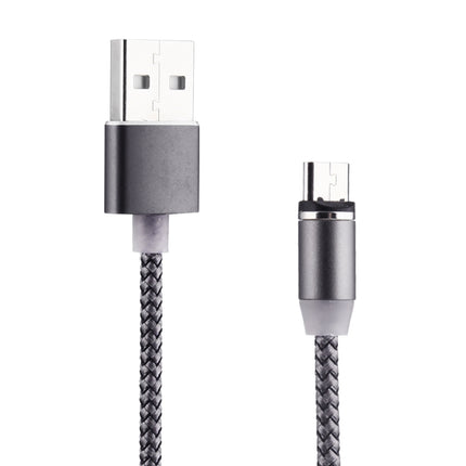 360 Degree Rotation 1m Weave Style Micro USB to USB 2.0 Strong Magnetic Charger Cable with LED Indicator(Grey)-garmade.com