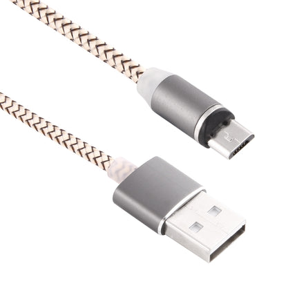 360 Degree Rotation 1m Weave Style Micro USB to USB 2.0 Strong Magnetic Charger Cable with LED Indicator(Gold)-garmade.com