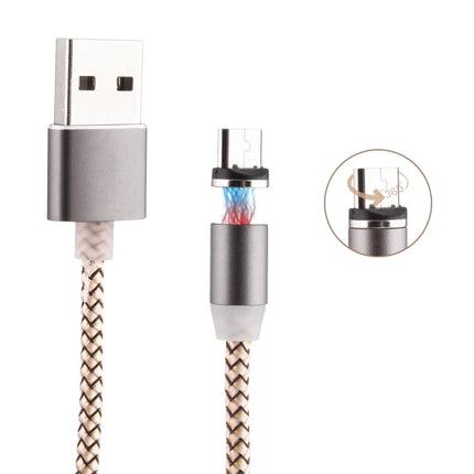 360 Degree Rotation 1m Weave Style Micro USB to USB 2.0 Strong Magnetic Charger Cable with LED Indicator(Gold)-garmade.com