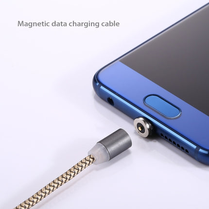 360 Degree Rotation 1m Weave Style USB-C / Type-C to USB 2.0 Strong Magnetic Charger Cable with LED Indicator(Gold)-garmade.com