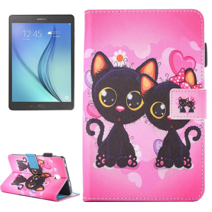 For Galaxy Tab A 7.0 (2016) / T280 Lovely Cartoon Cat Couple Pattern Horizontal Flip Leather Case with Holder & Card Slots & Pen Slot-garmade.com