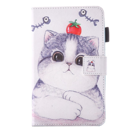 For Galaxy Tab A 7.0 (2016) / T280 Lovely Cartoon Tomato Cat Pattern Horizontal Flip Leather Case with Holder & Card Slots & Pen Slot-garmade.com