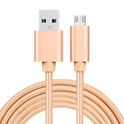 2m 3A Woven Style Metal Head Micro USB to USB Data / Charger Cable(Gold)-garmade.com