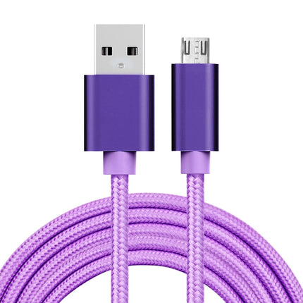 2m 3A Woven Style Metal Head Micro USB to USB Data / Charger Cable(Purple)-garmade.com
