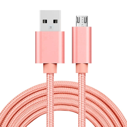 2m 3A Woven Style Metal Head Micro USB to USB Data / Charger Cable(Rose Gold)-garmade.com